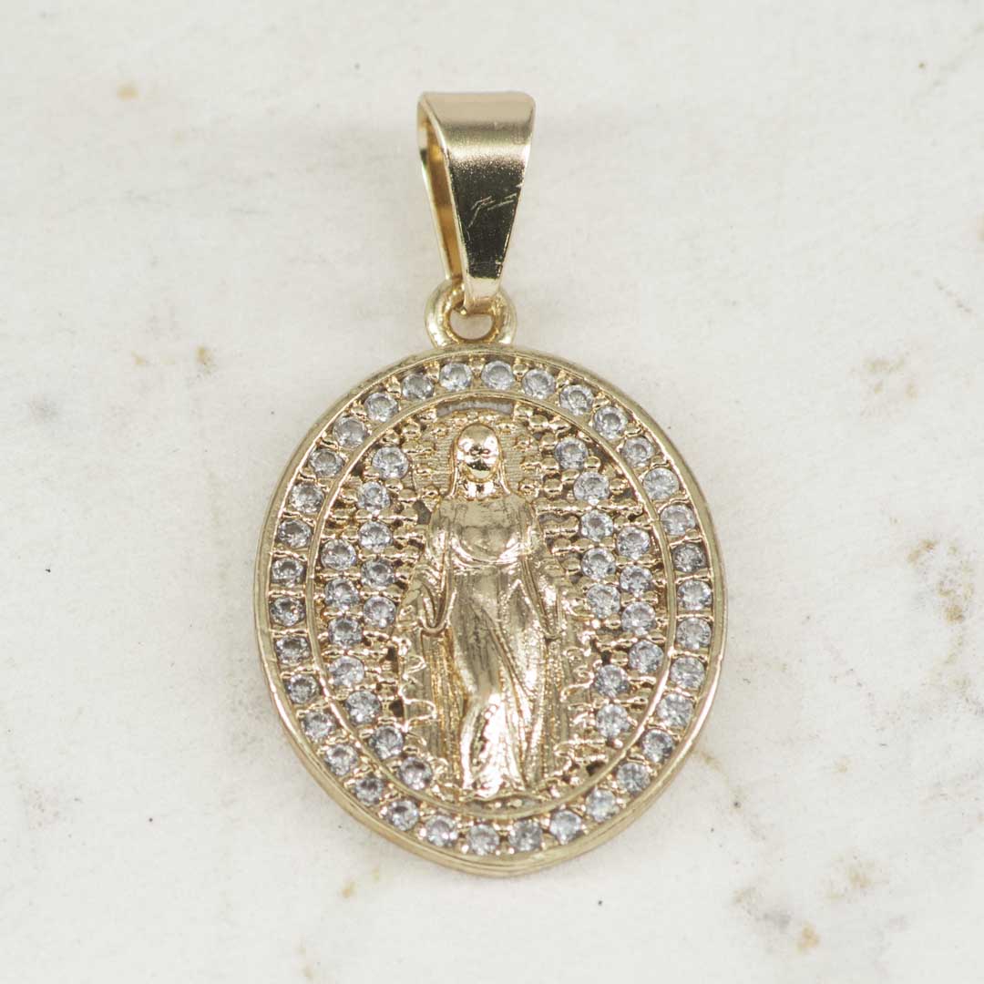 DIJE MEDALLA MILAGROSA CIRCONES DOBLE